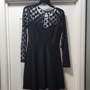 Lulu's Black Fit and Flare Long Sleeve Dress